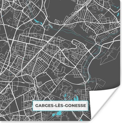 Poster Garges-lès-Connesse - Frankrijk - Plattegrond - Kaart - Stadskaart - 100x100 cm XXL