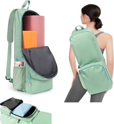 KZQ Yoga mat tas met zijvak en nat compartiment - Lichtgewicht waterdichte draagtas voor yogamat - Groen