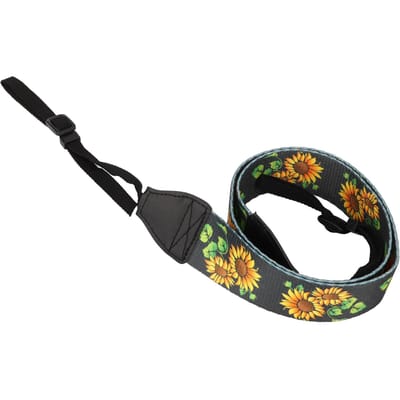 Camera Schouder Nek Riem Modieus Vintage Etnische Stijl Zonnebloem Camera Riem black