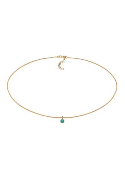 Elli - Halsketting - Dames choker eenzaam met howliet turkoois in 925 sterling zilver verguld - Dames
