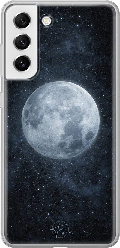 Hoesje geschikt voor Samsung Galaxy S21 FE - Maan - Soft Case - TPU - Natuur - Zwart - Mooie Telefoonhoesjes