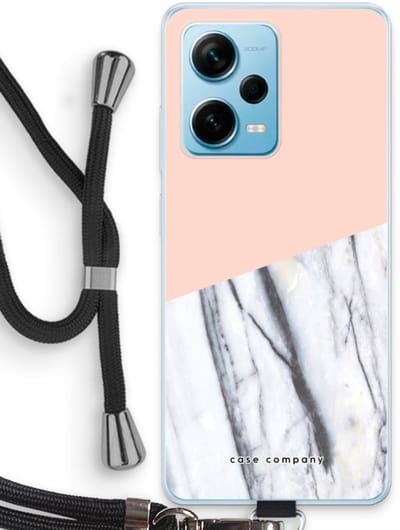 Case Company® - Hoesje met koord geschikt voor Xiaomi Redmi Note 12 Pro Plus hoesje met Koord - A touch of peach - Telefoonhoesje met Zwart Koord - Bescherming aan alle Kanten en Over de Schermrand