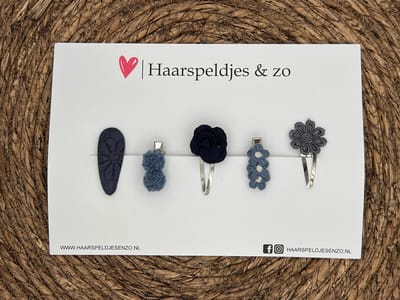 Try-out mix 47 - mix van verschillende speldjes - grijs/blauw - 4 cm speldjes