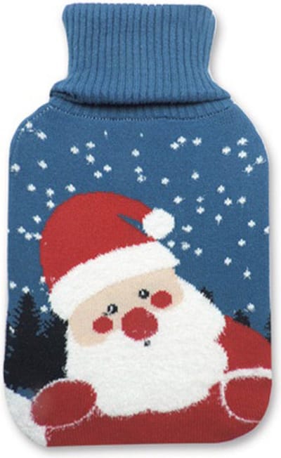 Rojafit Warmwaterkruik - 2 Liter - Gebreide Hoes - Natuurrubber - Kerstman