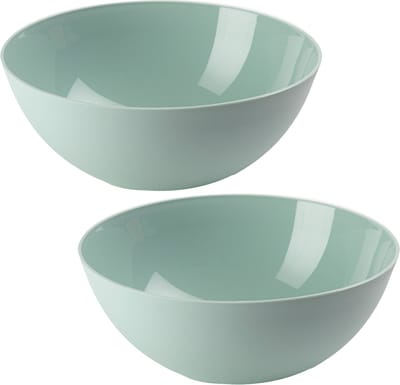 Plasticforte Serveerschaal/saladeschaal - 2x stuks - D25 x H10 cm - kunststof - mintgroen