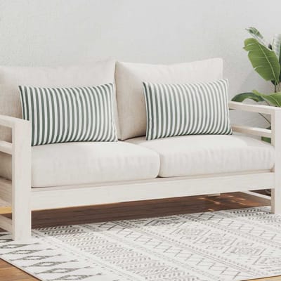 vidaXL - Buitenkussens - 60x40 - cm - gestreept - grijs - 2 - st