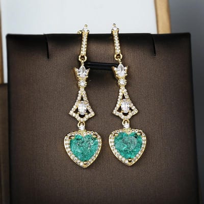 boucles d'oreilles style palais argenté cristal de luxe léger boucles d'oreilles rétro boucles d'oreilles Paraiba uniques cadeau de fête d'anniversaire black