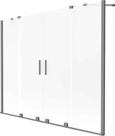 Mexen Velar Duo badscherm 2-delige schuif 170 x 150 , mat, gun metal - 896-170-000-32-95