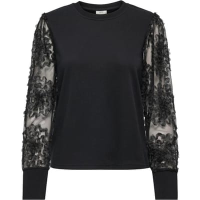 Jacqueline de Yong Trui Jdyfairview Life L/s Sweat Jrs Noo 15220558 Black/frill Dot Dames Maat - S
