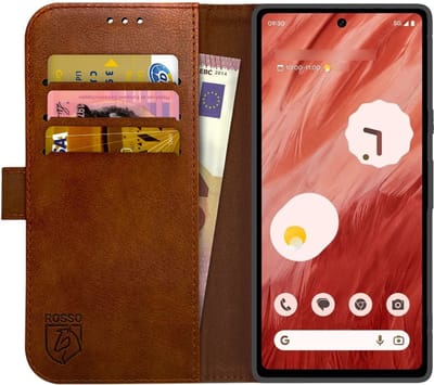 Rosso Element Book Case Wallet Hoesje Geschikt voor Google Pixel 7a | Portemonnee | 3 Pasjes | Magneetsluiting | Stand Functie | Bruin