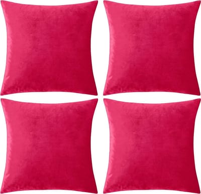 GIGIZAZA Decoratieve kussenhoezen 16 x 16, rode zachte kussenslopen fluweel, set van 4 decor vierkante kussenhoezen