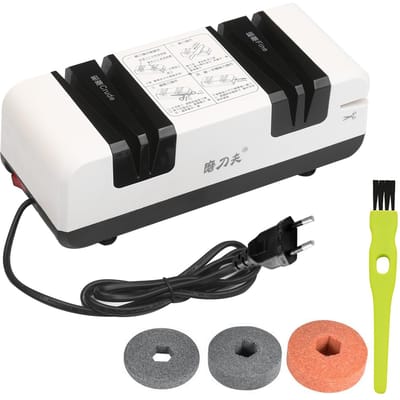 Professionele elektrische messenslijper Multifunctionele automatische snijslijpers met afschuining van 15 graden EU Plug Set 2 wit