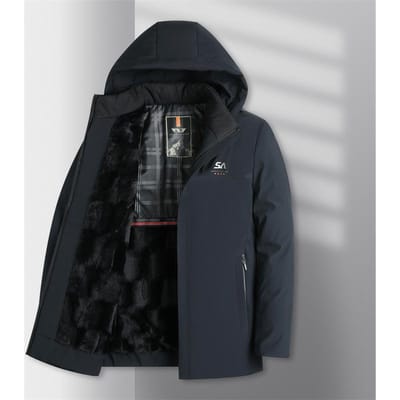 Nieuwe Zakelijke Stijl Middelbare Leeftijd en Oudere Papa's Afneembare Capuchon Velvet en Verdikte Warme Katoenen Jas 3XL