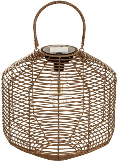Atmosphera Solar tuin lantaarn - naturel - rotan kunststof - 30 x 30 cm - buiten - Led licht