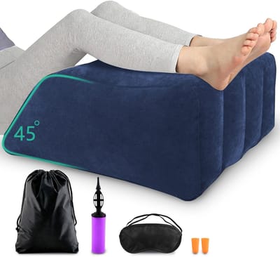 Dailygoods- Beenverhogingskussen Opblaasbaar - Steunkussen voor in Bed - Ondersteuning van de Doorbloeding - Hellingshoek 45 Graden - Inclusief Handpomp - Opbergtas en Slaapmasker