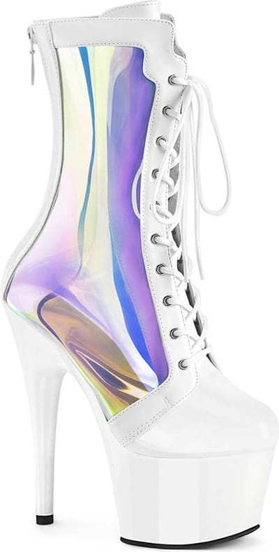 Pleaser - ADORE-1047 Plateau Laarzen, Paaldans schoenen - US 5 - 35 Shoes - Wit