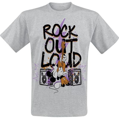 Mickey & Minnie Mouse - Disney T-shirt - Rock Out Loud - S tot XXL - voor Mannen - grijs gemêleerd