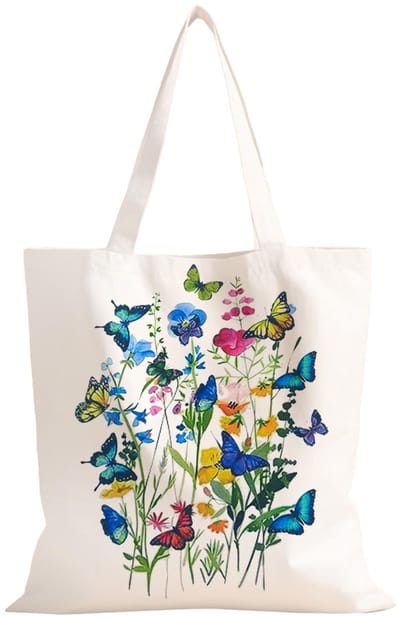 Cosensi- Jute Tas - Vouwbare Stoffen Tas - 40 x 35 cm - Grote Capaciteit - Met Lange Handvatten - Voor Vrouwen - Met Print - Tote Bag