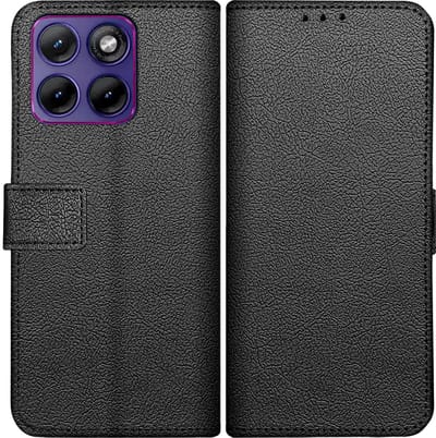 Just in Case hoesje geschikt voor Motorola Edge 70 Fusion Hoesje met Pasjeshouder - Bookcase Classic - Zwart
