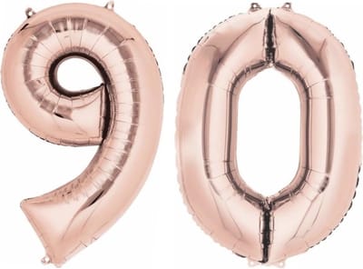 Ballon Cijfer 90 Jaar Rose Goud Helium Ballonnen Verjaardag Versiering Cijfer Ballon Feest Versiering Met Rietje - 86Cm