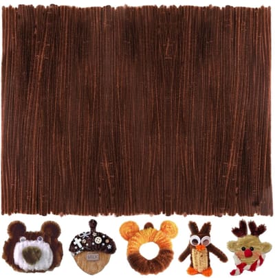 Fako Bijoux - 100 Bruine Pijpenragers - Set van 100 Stuks Chenille Draden - Bruin - 30 cm Lang - Knutselen - DIY - Hobby - Chenille Draad – Flexibele Pijpenragers - Kinderen en Volwassenen - 100 Stuks