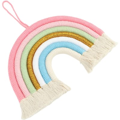 Macramé Tissé Arc-en-ciel 7 Couleurs Tissé à la main Arc-en-ciel Décoration Murale à Franges pour Maison Pièce Accessoire Photo BZ 703 white