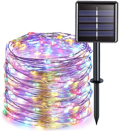 Zonne-energie Fairy Lights voor Buiten, 22 m met 200 LEDs, 8 Verlichtingsmodi, IP65 Waterdicht, Koper Draad, Kleurrijke Tuinverlichting voor Kerst en Tuindecoratie