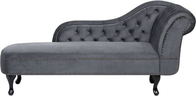 BELIANI NIMES - Chaise longue - Grijs - Rechterzijde - Fluweel