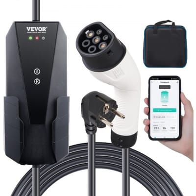 VEVOR Draagbare EV-lader 3,68 kW Elektrische voertuiglader EV-laadkabel Type 2 (IEC62196) CEE 7/7-stekker 8-16A 1-fase EV-laadstation 8,6 m kabellengte IP66 waterdichte wanddoos