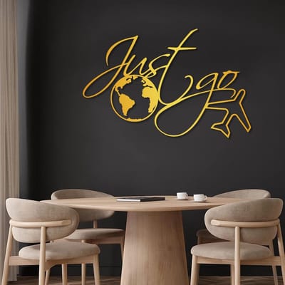 Metalen Wereldkaart - Wanddecoratie - Reis Sfeer - Driedimensionaal Effect - 104x69cm - Goud