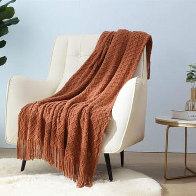 Knitted Plaid voor Sofa, Stoel en Bed - Zachte, Warme en Lichtgewicht Dekens voor Lente en Zomer (50"x60", Caramel)