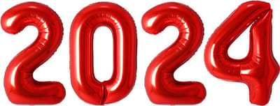 Folie Ballon Cijfer 2024 Oud En Nieuw Versiering Nieuw Jaar Feest Artikelen Happy New Year Decoratie Rood - 70 cm