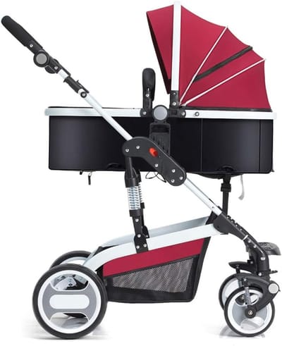 Kinderwagen Opklapbaar - Baby Reisbuggy - Comfortabel Reizen - Omkeerbare Slaapmand - 38x70x106cm - Rood