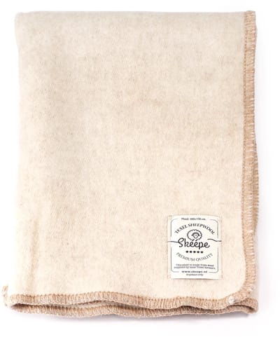 Licht beige wollen plaid 100x150 – dekentje van Texelse wol – duurzaam & zacht – Skéépe