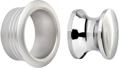 SOTECH Push-Lock duwknop Ø 23 mm rvs look incl. rozet voor 19 mm deurdikte, meubelgreep geschikt voor espagnoletslot, opbouwslot