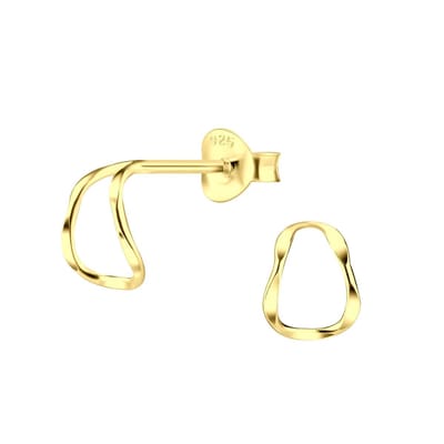 Joy|S - Zilveren fantasie oorbellen - halve hoepel 12 x 10 mm - gold plated