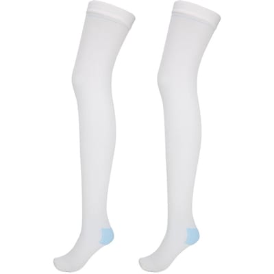 Bas de contention pour varices Antidérapant Caillots sanguins Chaussettes de compression Bas de soins de santé(blanc XL) white