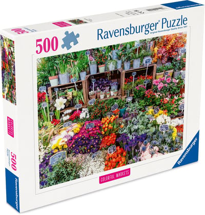 Ravensburger – Bloemenmarkt, Frankrijk – Legpuzzel – 500 Stukjes