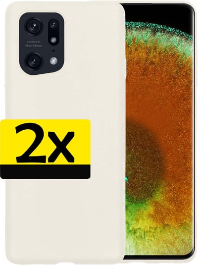 Hoesje - 2 Stuks - Geschikt voor OPPO Find X5 - Sterk & Shockproof - Case Siliconen - Back Cover - Telefoon Hoes - Telefoonhoesjes - Wit