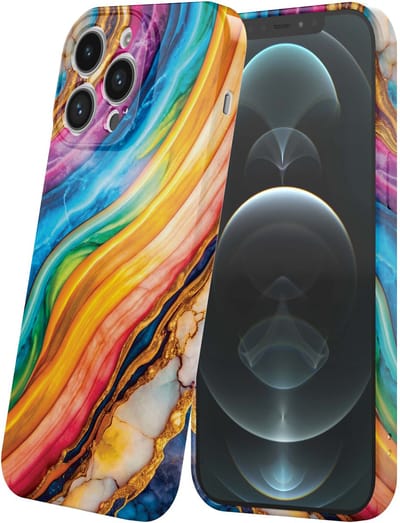 Smartphonica Telefoonhoesje Geschikt voor iPhone 12 Pro Max met Regenboog Goud Marmer Opdruk - Flexibel Softcase TPU - Backcover Case Rainbow Gold Marble Design geschikt voor iPhone 12 Pro Max