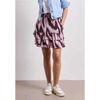 Knielange chiffonrok met print