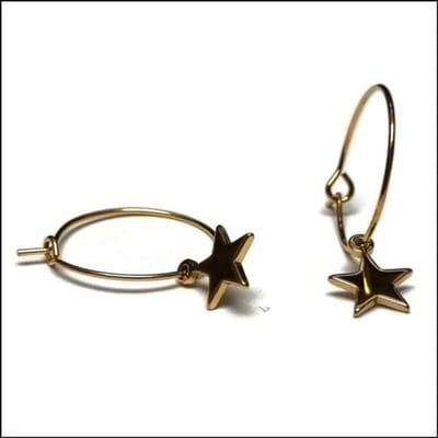 Aramat Jewels | Oorringen | Stijlvolle Rvs Oorringen setje | Goudkleurig / Ster | |3mm | Staal | Volwassenen, Kinderen | Verkleurd niet