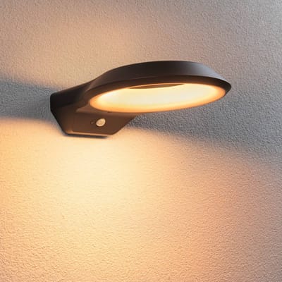 LED-wandarmatuur voor buiten Anela Schemergestuurde bewegingsmelder (IR) insectvriendelijk IP44 245x309 mm 2200K 12W 700lm 230V Antraciet Aluminium