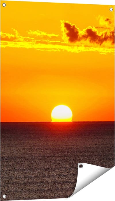 Gards Tuinposter Oranje Zonsondergang in de Oceaan - 60x90 cm - Tuindoek - Tuindecoratie - Wanddecoratie buiten - Tuinschilderij