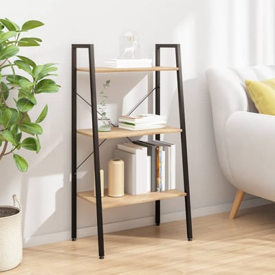 vidaXL - Opbergmeubel - met - 3 - lagen - 56x35x108 - cm - lichtbruin - en - zwart