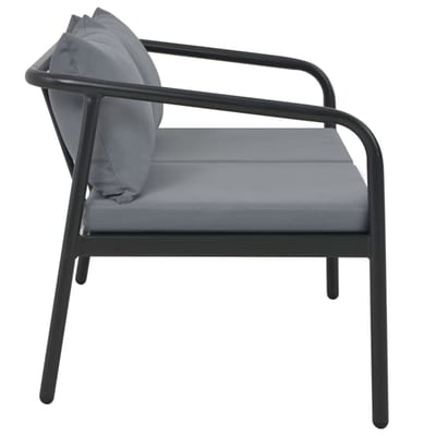 vidaXL - Tuinbank - tweezits - met - kussens - aluminium - grijs