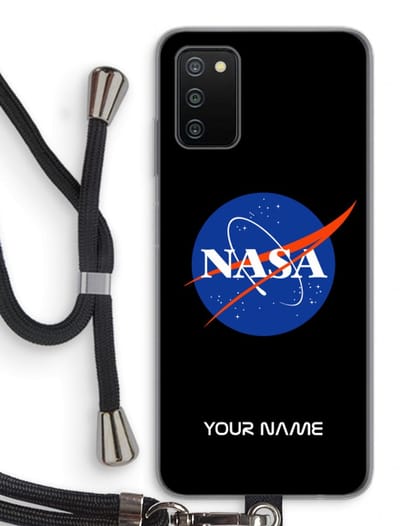 Gepersonaliseerd - Case Company® - Hoesje met koord geschikt voor Samsung Galaxy A03S hoesje met Koord - NASA - Telefoonhoesje met Zwart Koord - Bescherming aan alle Kanten en Over de Schermrand