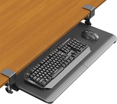 Verstelbaar Keyboard Tray Onder Bureau met Klem - Uittrekbaar & Ergonomisch Bureauplateau - Computer & Laptop Houder - Zwart