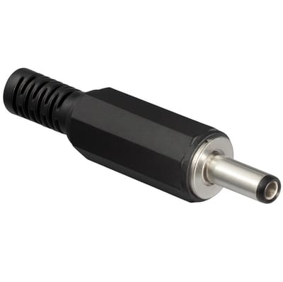 Soldeerbare DC plug 1,3 x 3,4 (9mm lang) met knikbeschermer