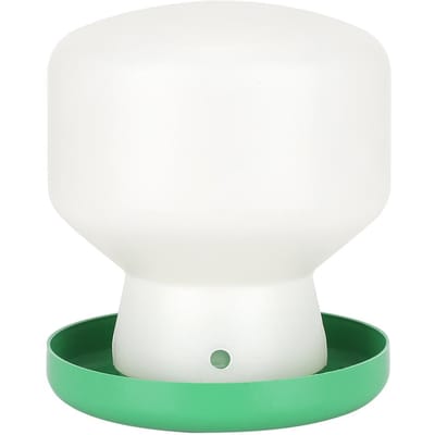 Grote plastic groene afdekking, witte ton, automatische drinkfontein, vogeldrinkbak, voederautomaat white